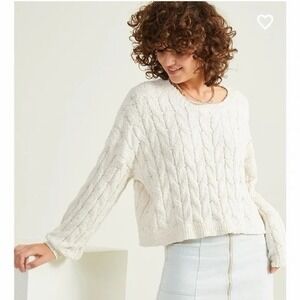 Altar'd State Ivory Cable-Knit Pullover Sweater Women's M